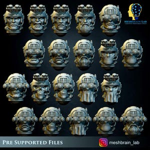 3D Printed Imperial Marine Scout Heads x20 by Meshbrain Labs