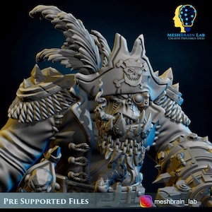 3D Printed Ork Pirate Warboss by Meshbrain Labs Miniatures