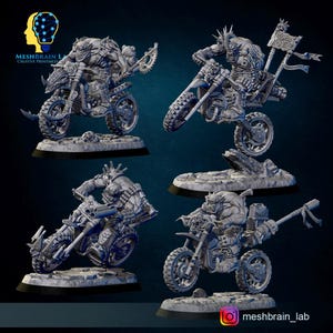 3D Printed Wasteland Biker Orks by Meshbrain Labs