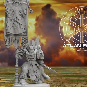 3D Printed Angelic War Banner Bearer by Atlan Forge Miniatures