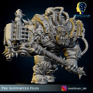 3D Printed Ork Brute Warboss by Meshbrain Labs Miniatures