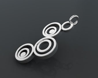 Circles Modern Art Sterling Silver Pendant