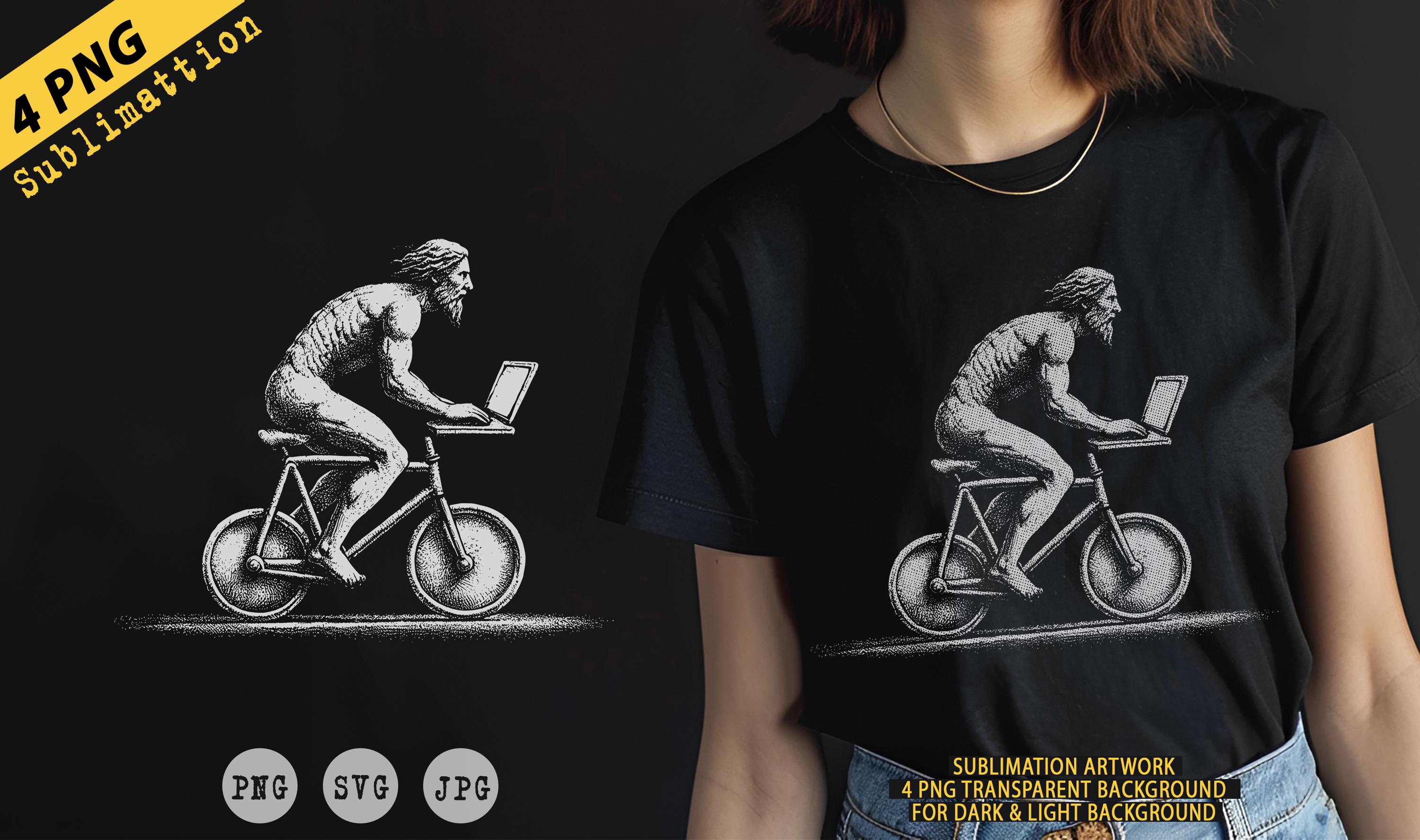 Ancient Human Riding a Bicycle | High Quality SVG, PNG , JPG Files | 6 Files for Print and Sublimation | Digital Download