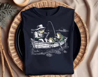 Frogs Reading and Fishing on Wooden Boat | High-Quality SVG, PNG  JPG Files | 13 Files for Print & Sublimation | Digital Download