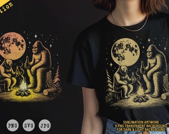Bear with Bigfoot Drink Beer | Funny Beer Design SVG PNG | 12 Digital Files | 4500x4500px | Printable Clipart for T-Shirts, Mugs & Crafts