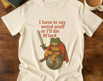 Funny Medieval Frog T-shirt, Cottagecore Retro Tee