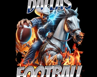 Retro Dallas Football PNG: Cowboy Horse Design (3500x4500px)