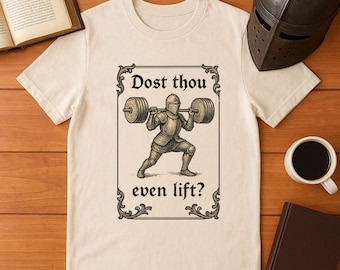 Grappig gym-T-shirt middeleeuwse ridder – vintage trainingscadeau