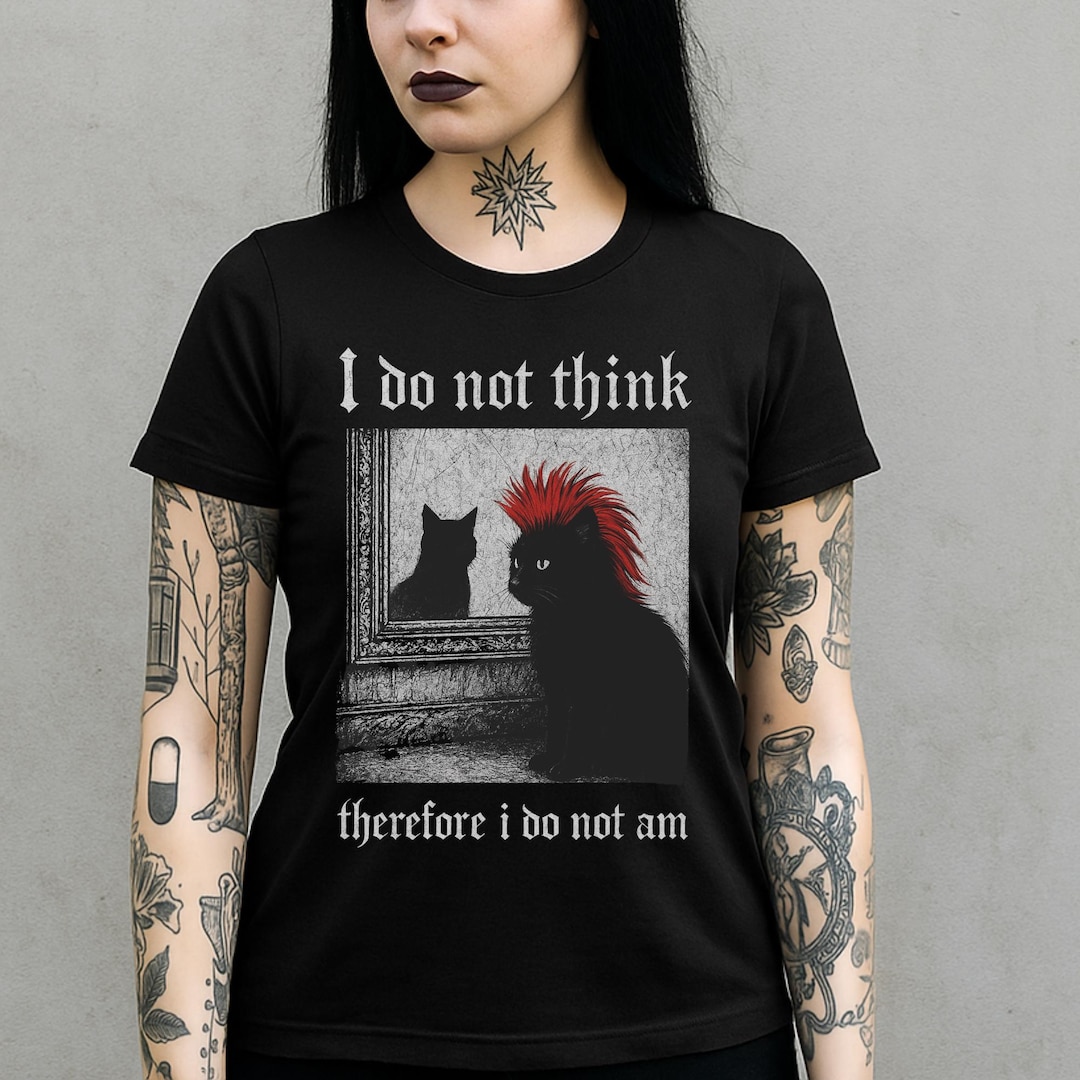Gothic Punk Cat T-shirt – Funny Rocker Cat With Mohawk - Etsy