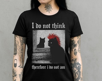 Gothic Punk Cat T-Shirt – Funny Rocker Cat with Mohawk