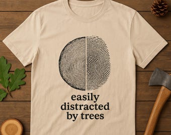 T-shirt boomring vingerafdruk, cadeau natuurliefhebber, minimalistisch bos T-shirt
