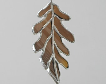 Brown Oak Leaf - Upcycled Stained Glass Suncatcher