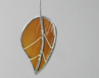 Brown Beech Leaf - Upcycled Stained Glass Suncatcher