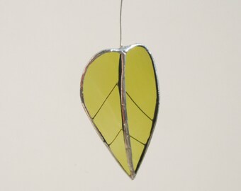Black Poplar Leaf - Upcycled Stained Glass Suncatcher