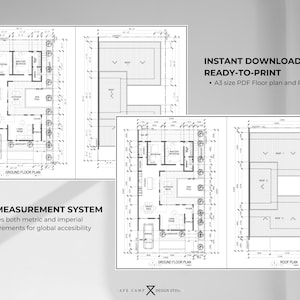 Two Bedroom Cabin Plan: Modern House With Pool & Deck (A3 PDF) - Etsy