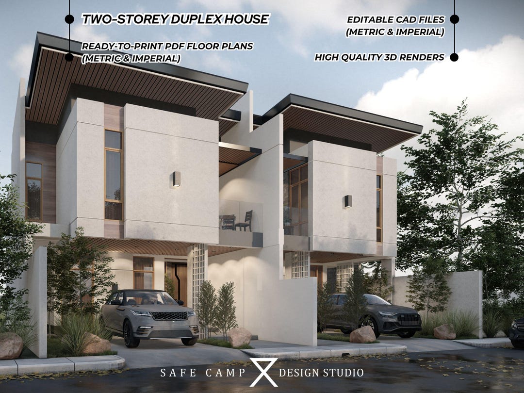 Modern Duplex House Architectural Plan, 4 Bedroom, 4780 Sqft (A3 PDF ...