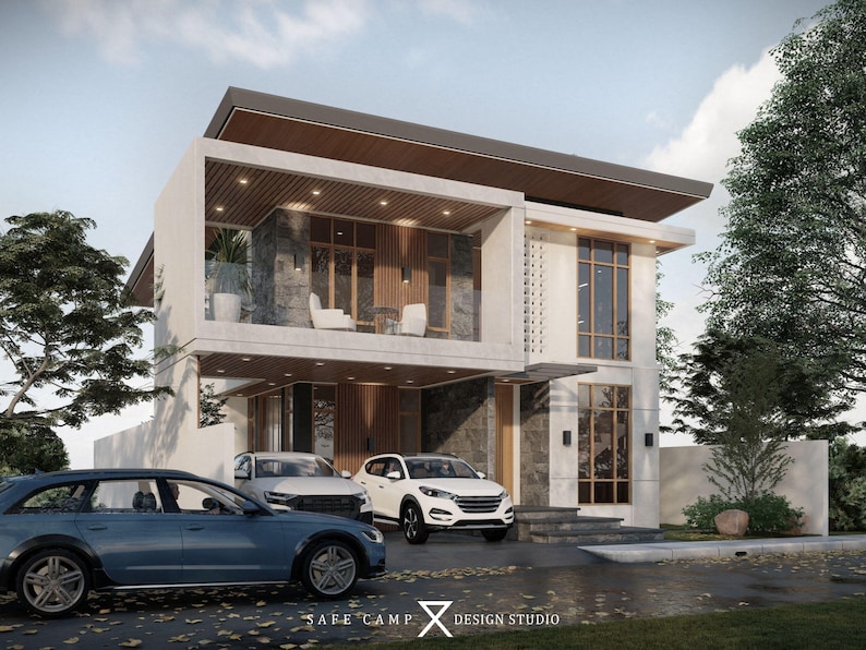 Modern Four Bedroom House Plan, 2766 Sqft, Balcony (A3 PDF) - Etsy