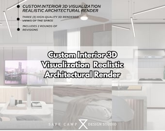 Visualización 3D de interiores a medida, renderizado arquitectónico realista (producto digital)