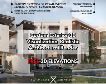 Visualización 3D exterior personalizada, renderizado arquitectónico realista, vistas fotorrealistas de la fachada (descarga digital)