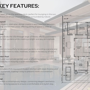 Two Bedroom Cabin Plan: Modern House With Pool & Deck (A3 PDF) - Etsy