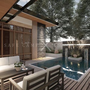 Two Bedroom Cabin Plan: Modern House With Pool & Deck (A3 PDF) - Etsy