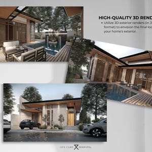 Two Bedroom Cabin Plan: Modern House With Pool & Deck (A3 PDF) - Etsy