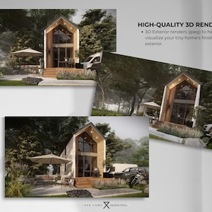 Tiny House Plan, 200 sq ft Modern Cabin, Loft Bedroom (A3 PDF) image 5