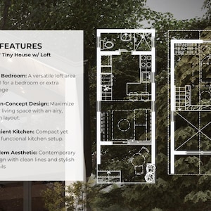 Tiny House Plan, 200 sq ft Modern Cabin, Loft Bedroom (A3 PDF) image 8