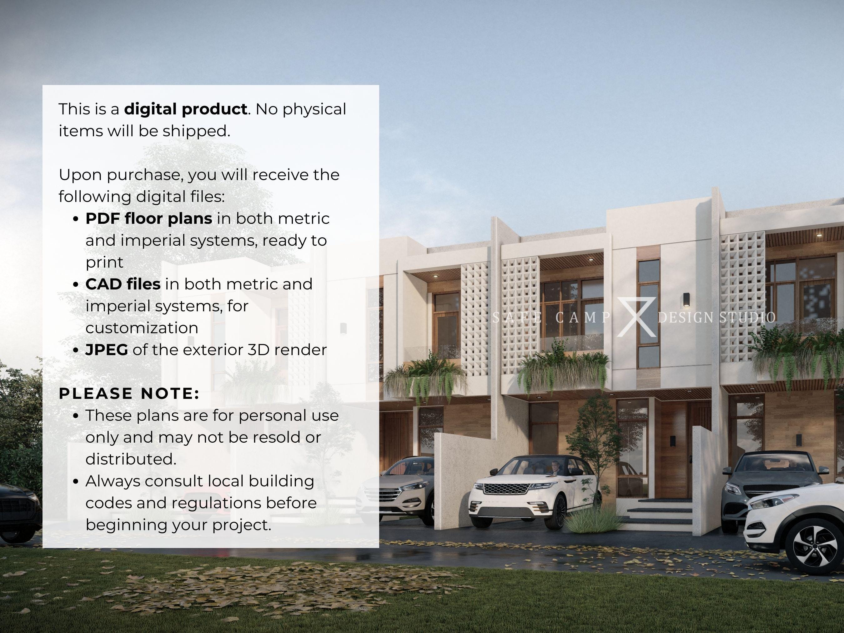 Quadraplex Modern Multi-unit House Plan, Duplex, Quadruplex, Garden (A3 PDF) - Etsy