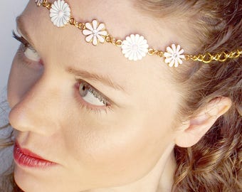 Flower Circlet and Earrings in Pretty Pale Pinks and Whites