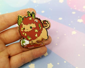 Broche Leão Rooibos em Esmalte Duro – Acessório Animal Majestoso Banhado a Ouro