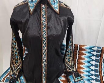 Embroidered Western Show Shirt with Matching Pad, Size M