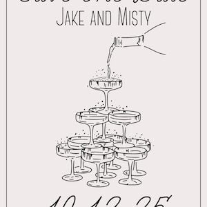 Champagne Tower Save The Date Canva Template