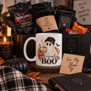 Halloween Gift for Boyfriend, Her Favorite Boo Mug, Boyfriend Boo Basket Gift, Halloween Mug for Him, Husband Spooky Season Gift
