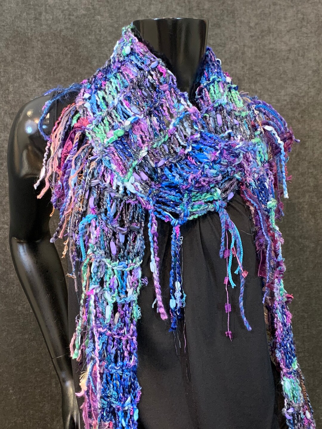 Lightweight Knit Ocean Jewel Tone Scarf Bohemian Versatile Etsy