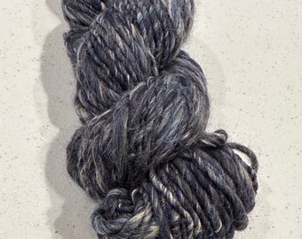 Hand spun soft knitting yarn, Leicester wool, BFL, merino, steel blue, 140 yards, handmade art yarn