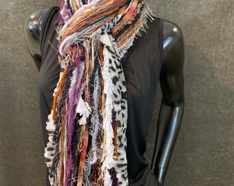 Fringie in gray, purple and Cheetah print, All Fringe Scarf, animal print fringe scarf, fur scarves, fringe fashion, Boho scarf, gypsy scarf