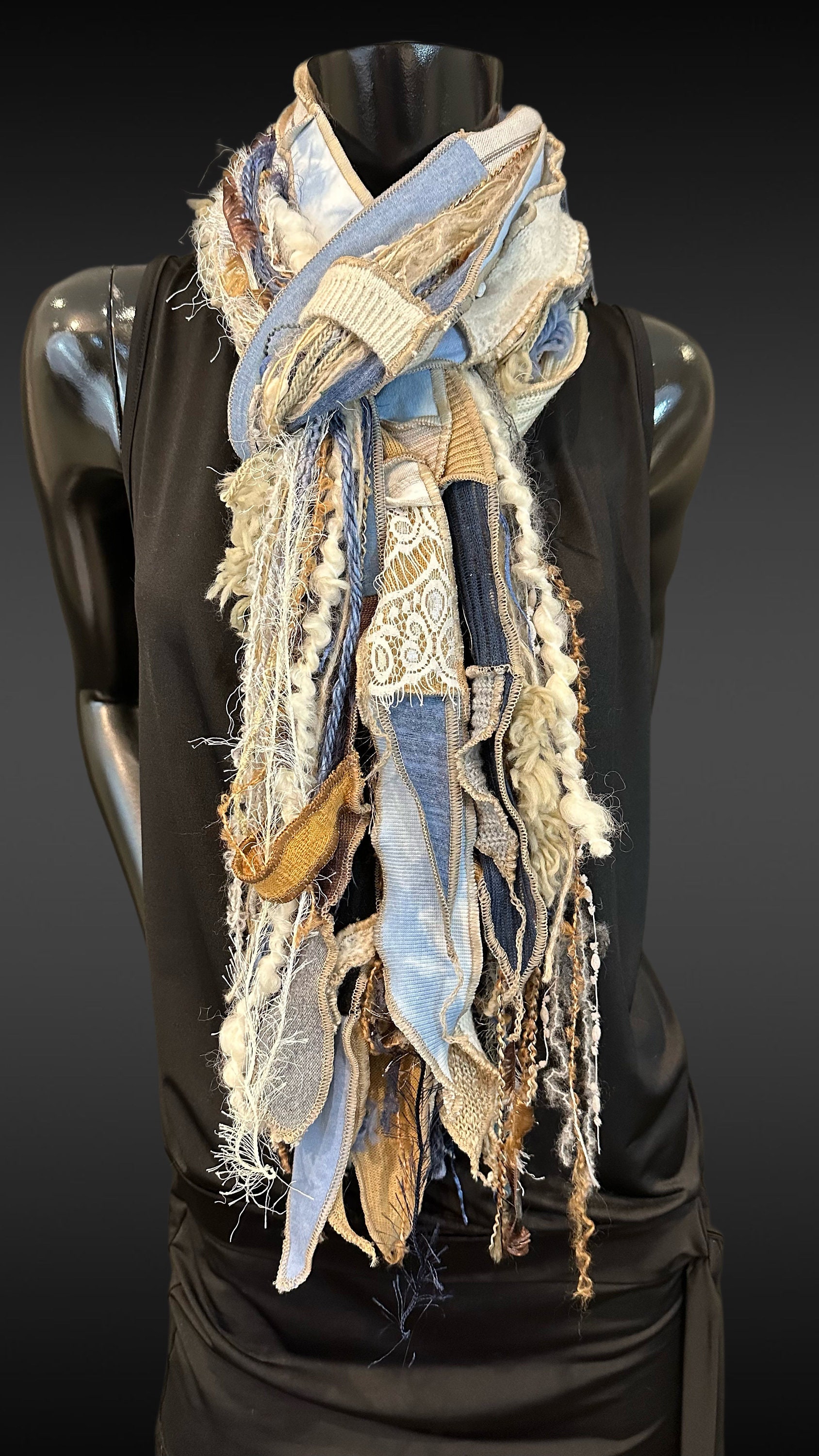 Ferragamo mélange fringed-edge scarf - Blue