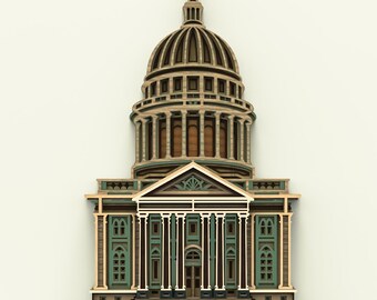 3D Layered Dome Landmark Laser Cut File | Capitol Building SVG | SVG Ai Dxf Cdr Dwg | Glowforge CNC Wall Art | Multilayer Digital Download