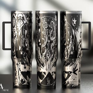 Embalagem para copo Perfume of Timeless SVG, arquivo de gravação a laser, design de embalagem completa Surreal Time & Fragrance, download digital, embalagem para copo de 40 oz SVG
