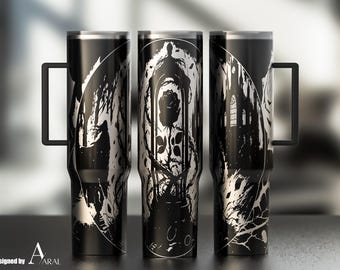 Black Rose 40oz Tumbler Wrap SVG, Laser Engraving File, Gothic Floral Full Wrap Design, Digital Download, Tumbler Wrap SVG