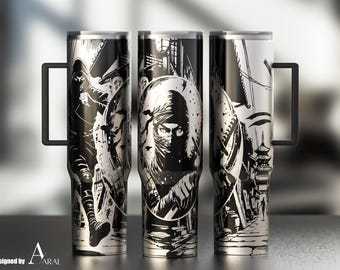 Ninja Tumbler Wrap SVG, Laser Engraving File, Japanese Full Wrap Design, Digital Download, Ninja Tumbler Wrap SVG for 40oz Tumbler