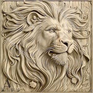 3D-gravureontwerp met leeuwillusie: lasergesneden bestanden voor Glowforge, XTool en andere machines
