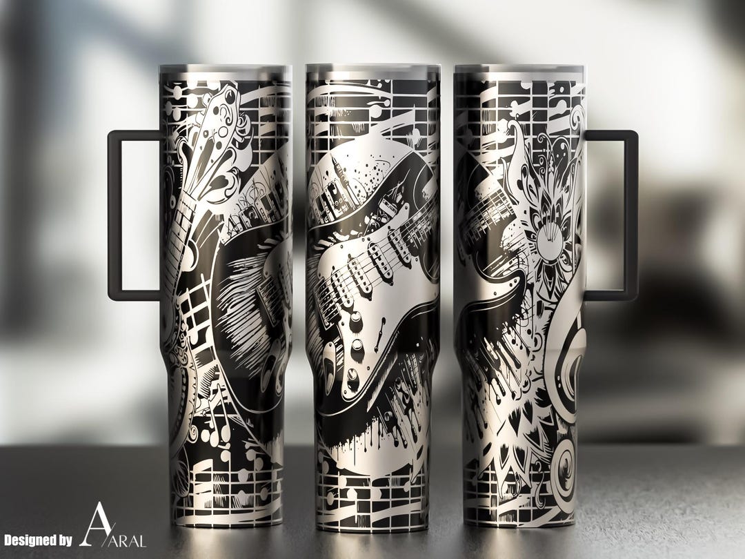 Electric Guitar 40oz Tumbler Wrap SVG, Laser Engraving File, Music ...