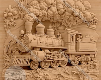 Ontwerpbestanden voor 3D-treinillusiegravure voor lasersnij- en knutselprojecten