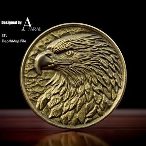 Projekt grawerowania monety 3D Eagle: plik STL z mapą głębi dla maszyn laserowych światłowodowych i routerów CNC