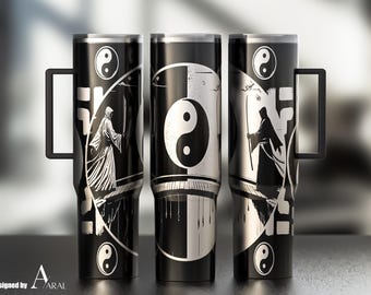 Yin Yang 40oz Tumbler Wrap SVG, Laser Engraving File, Martial Arts Full Wrap Design, Digital Download, Tumbler Wrap SVG