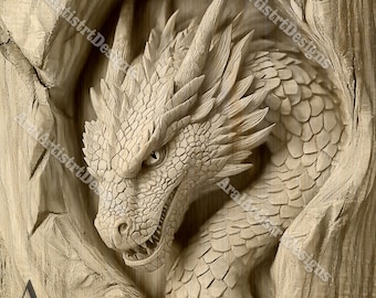 3D Dragon Illusion-ontwerp voor lasergraveren en -snijden - digitale bestanden voor Glowforge, XTool, LightBurn