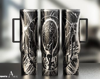 Earth 40oz Tumbler Wrap SVG, Laser Engraving File, Mythical Titan Full Wrap Design, Digital Download, Tumbler Wrap SVG