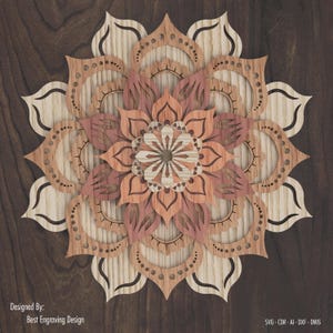 Elegant gelaagd mandala-svg-ontwerp voor lasersnijden, CNC-router en Glowforge-projecten